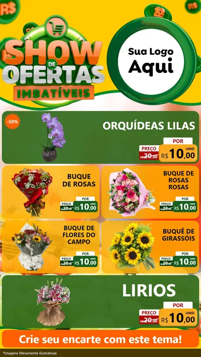 Modelo de TV para TV Vertical com o tema Show de Ofertas Imbatíveis para Floricultura e jardim