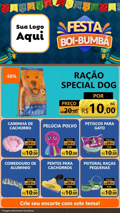 Modelo de Rede Social para Stories com o tema Festa Boi Bumbá para Pet Shop