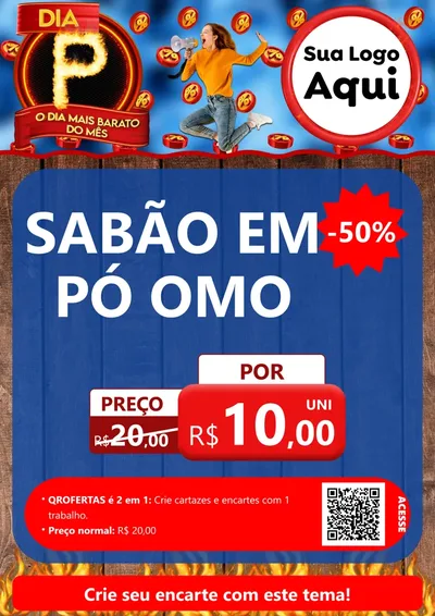 Modelo de Cartaz para Cartaz A4 Vertical com o tema Dia P - O Dia Mais Barato Do Mês para Produtos de Limpeza