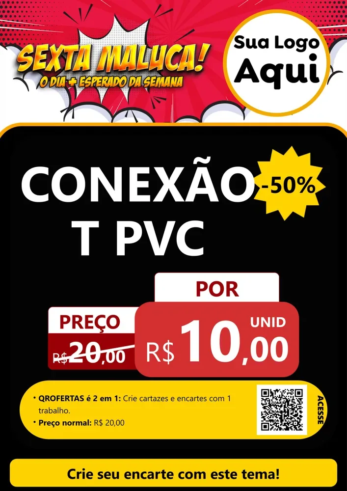 Modelo de Cartaz para Cartaz A4 Vertical com o tema Sexta Maluca! para Tubos e conexões