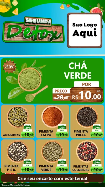 Modelo de Rede Social para Stories com o tema Segunda Detox para Produtos Naturais