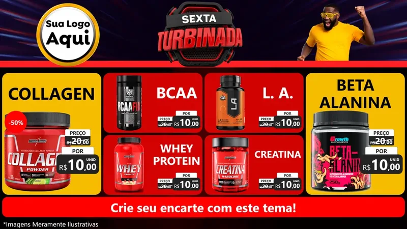 Modelo de TV para TV Horizontal com o tema Sexta Turbinada para Suplementos alimentares