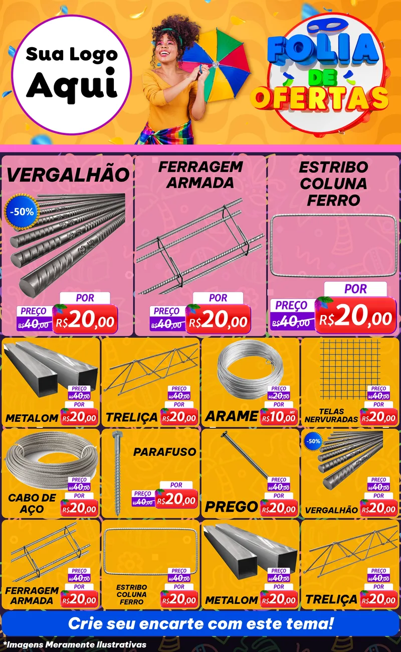 Modelo de Encarte para Encarte Grande com o tema Folia de Ofertas para Ferragens