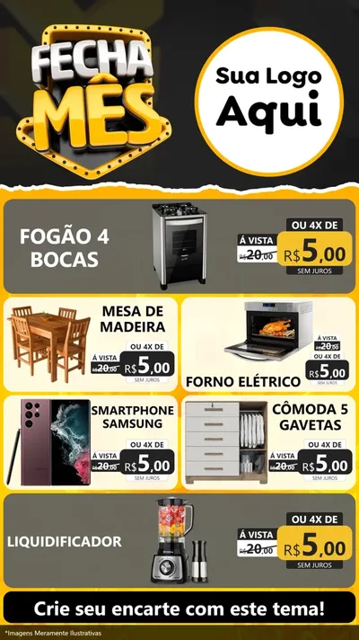 Modelo de TV para TV Vertical com o tema Fecha Mês para Móveis e Eletro