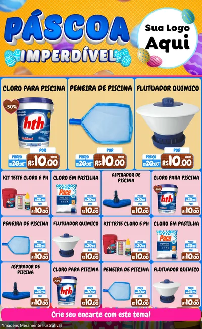 Modelo de Encarte para Encarte Grande com o tema Páscoa Imperdível para Produtos para Piscina