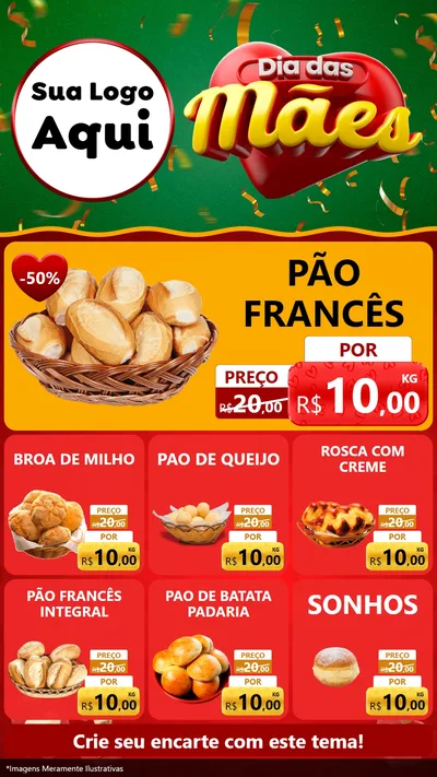 Modelo de Rede Social para Stories com o tema Dia das Mães para Padaria