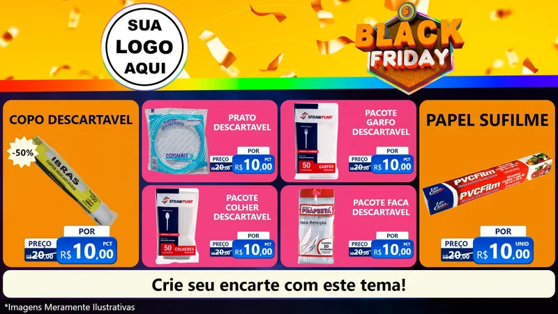 Modelo de TV para TV Horizontal com o tema Black Friday para Embalagens