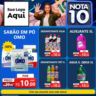 Modelo de Rede Social para Feed Facebook com o tema Nota 10 para Produtos de Limpeza
