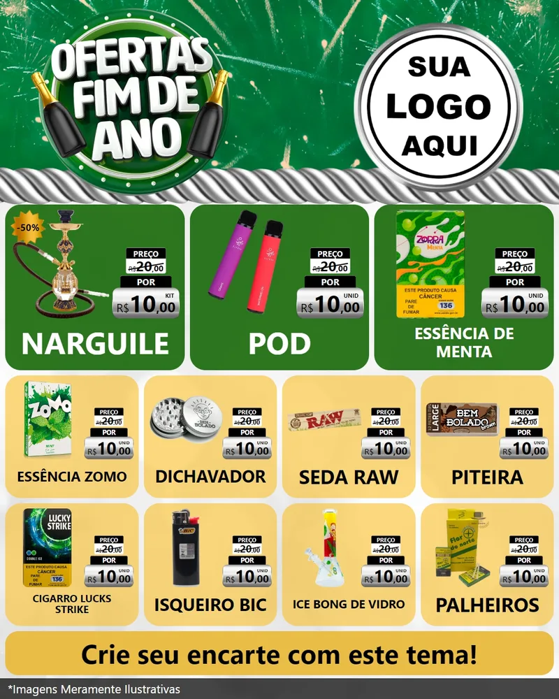 Modelo de Rede Social para Feed Instagram com o tema Ofertas Fim de Ano para Tabacaria