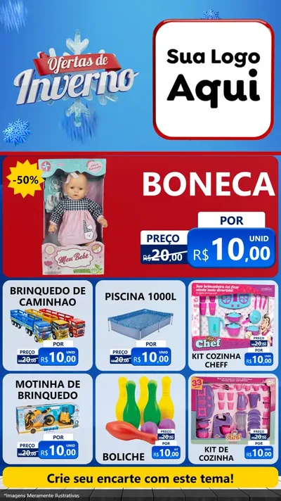 Modelo de Rede Social para Stories com o tema Ofertas de Inverno para Brinquedos