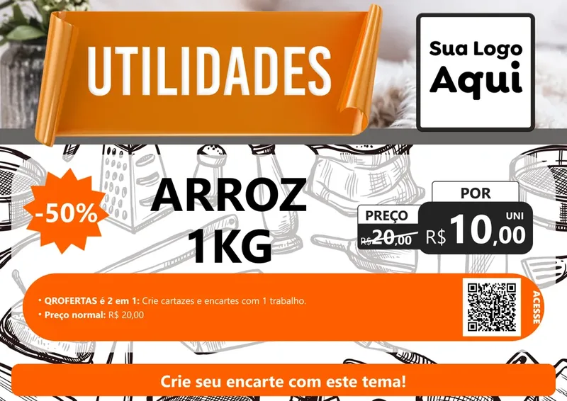 Modelo de Cartaz para Cartaz A4 Horizontal com o tema Utilidades para Supermercado