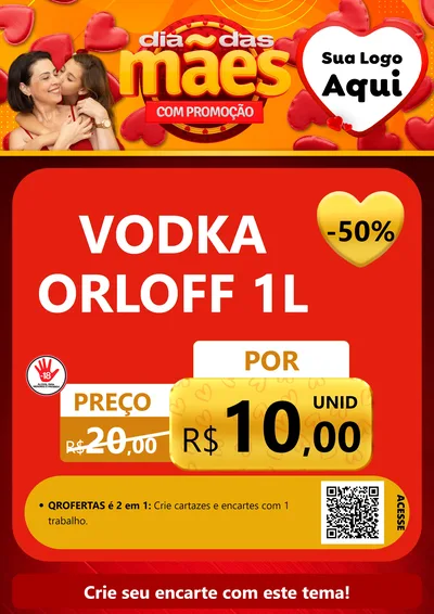Modelo de Cartaz para Cartaz A4 Vertical com o tema Dia das Mães com Promoção para Distribuidora de bebidas