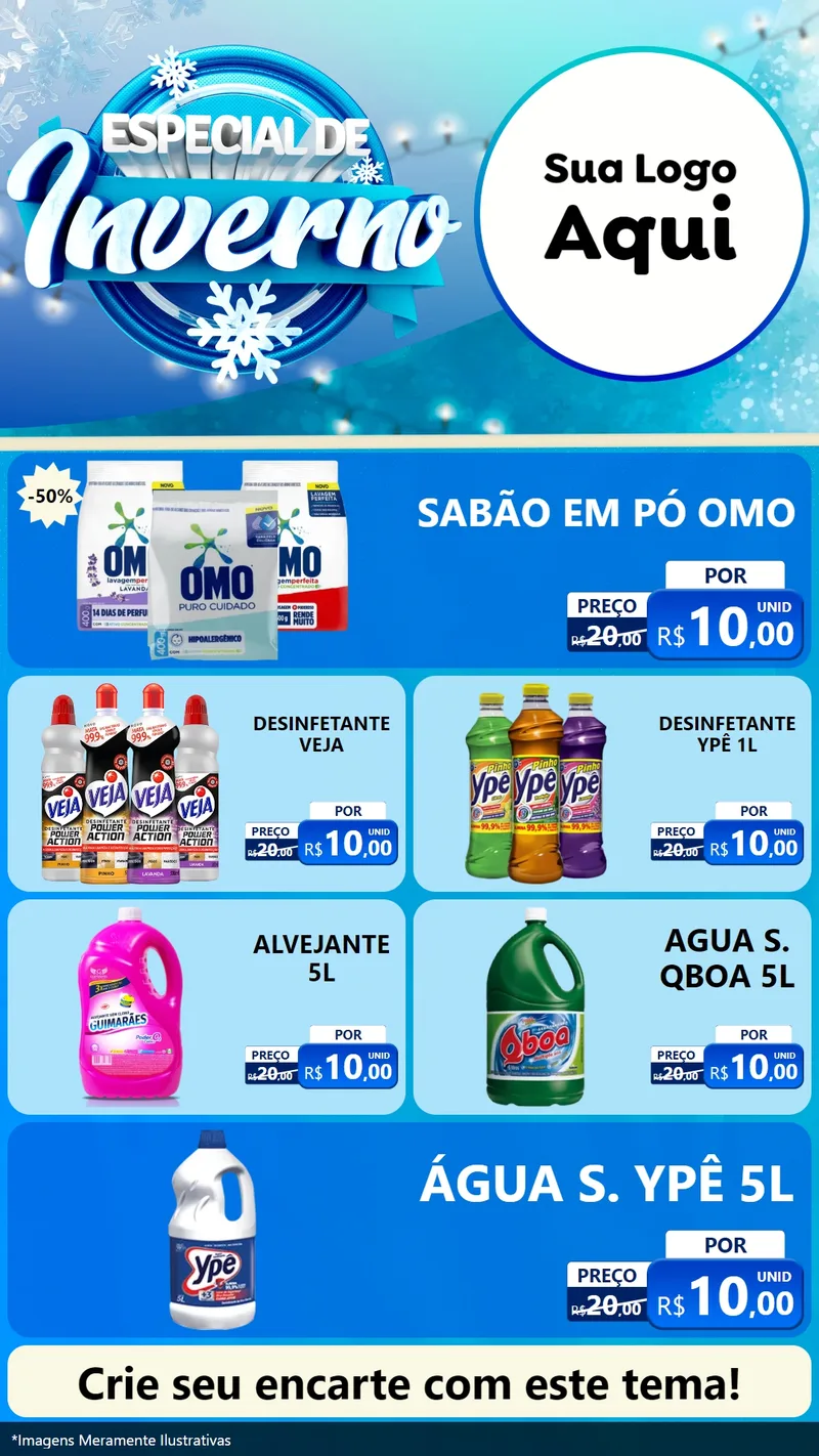Modelo de TV para TV Vertical com o tema Especial de Inverno para Produtos de Limpeza