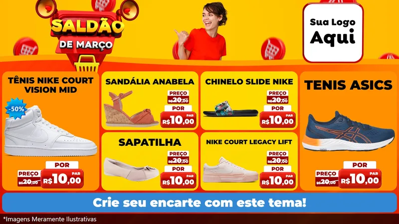Modelo de TV para TV Horizontal com o tema Saldão de Março para Calçados