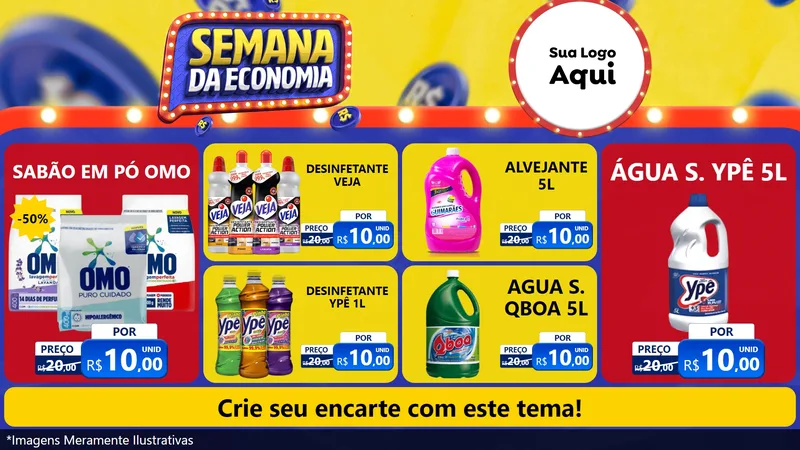 Modelo de TV para TV Horizontal com o tema Semana da Economia para Produtos de Limpeza