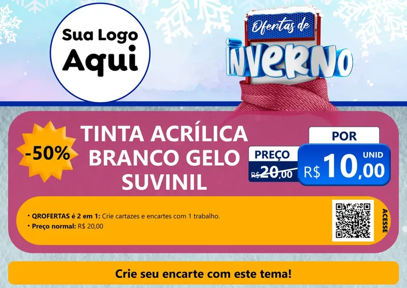 Modelo de Cartaz para Cartaz A4 Horizontal com o tema Ofertas de Inverno para Tintas e Ferramentas