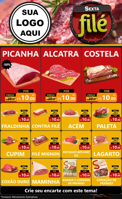 Modelo de Encarte para Encarte Grande com o tema Sexta Filé para Açougue