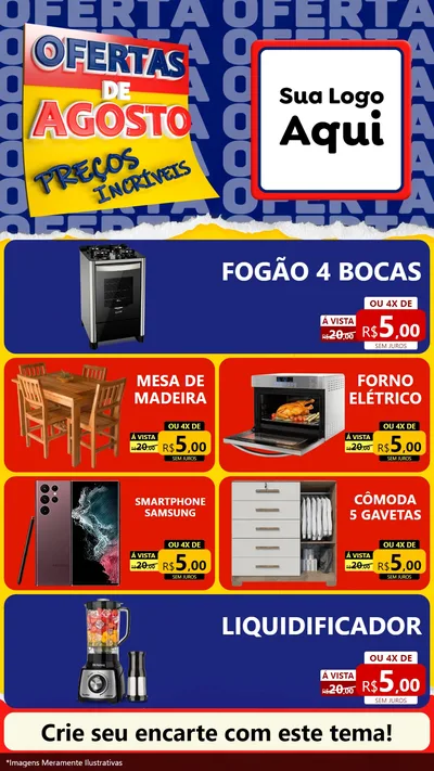 Modelo de TV para TV Vertical com o tema Ofertas de Agosto - Preços Incríveis para Móveis e Eletro