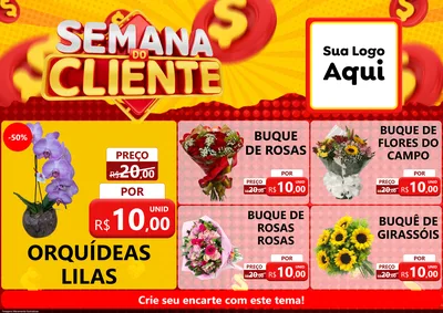 Modelo de Encarte para Encarte A4 Horizontal com o tema Semana do Cliente para Floricultura e jardim