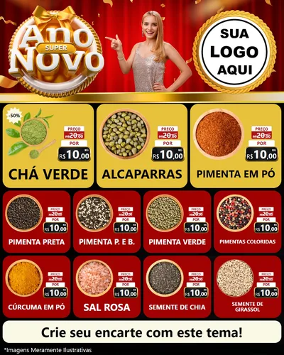 Modelo de Rede Social para Feed Instagram com o tema Super Ano Novo para Produtos Naturais