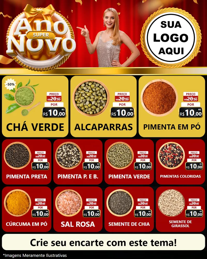 Modelo de Rede Social para Feed Instagram com o tema Super Ano Novo para Produtos Naturais