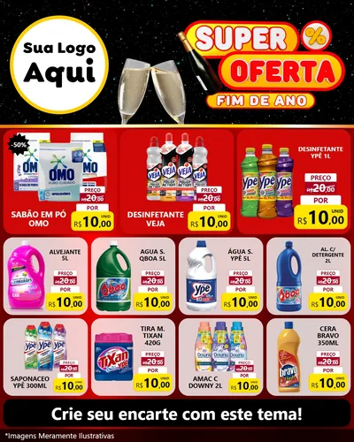 Modelo de Rede Social para Feed Instagram com o tema Super Oferta Fim de Ano para Produtos de Limpeza