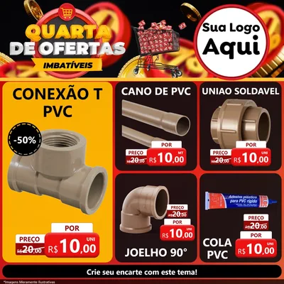 Modelo de Rede Social para Feed Facebook com o tema Quarta de Ofertas Imbatíveis para Tubos e conexões