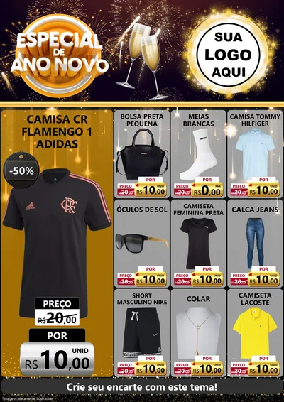Modelo de Encarte para Encarte A4 Vertical com o tema Especial de Ano Novo para Roupas e acessórios
