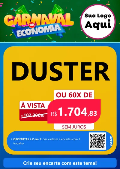 Modelo de Cartaz para Cartaz A4 Vertical com o tema Carnaval da Economia para Concessionaria de Carros