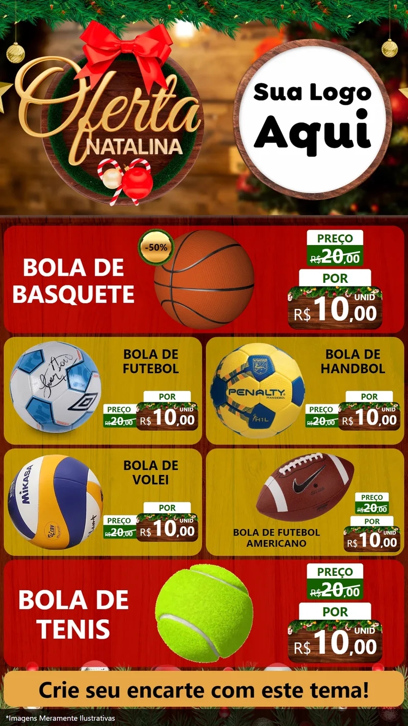 Modelo de TV para TV Vertical com o tema Ofertas Natalina para Artigos Esportivos