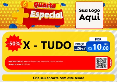 Modelo de Cartaz para Cartaz A4 Horizontal com o tema Quarta Mais Especial para Hamburgueria