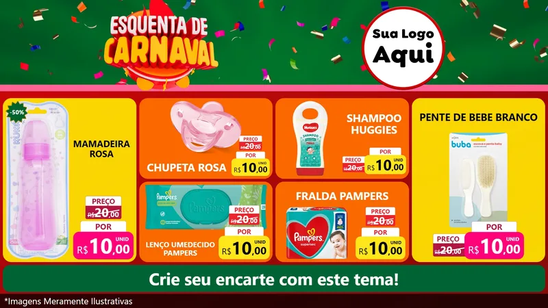 Modelo de TV para TV Horizontal com o tema Esquenta de Carnaval para Bebês