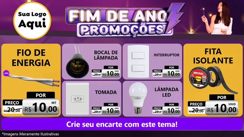 Modelo de TV para TV Horizontal com o tema Fim de Ano Promoções para Materiais Elétricos