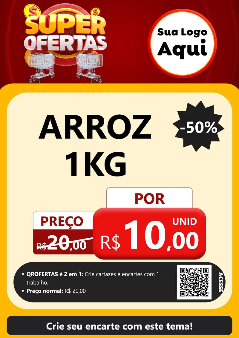 Modelo de Cartaz para Cartaz A4 Vertical com o tema Super Ofertas para Supermercado