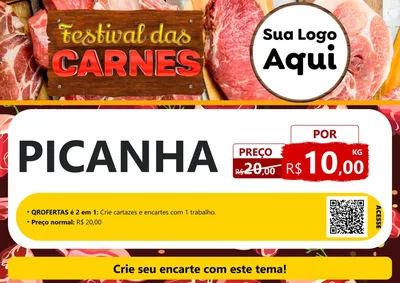 Modelo de Cartaz para Cartaz A4 Horizontal com o tema Festival das Carnes para Açougue