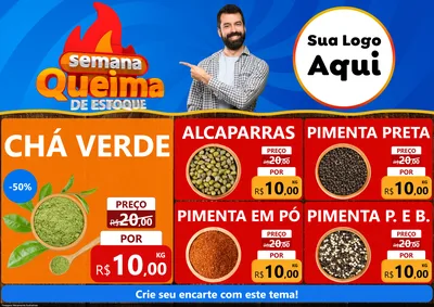 Modelo de Encarte para Encarte A4 Horizontal com o tema Semana Queima de Estoque para Produtos Naturais
