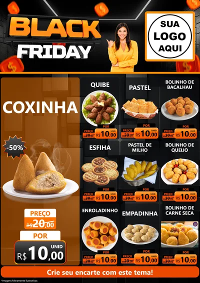 Modelo de Encarte para Encarte A4 Vertical com o tema Black Friday para Salgadaria