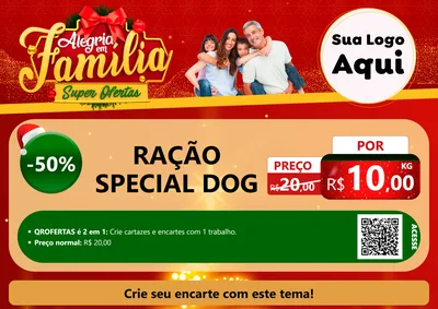 Modelo de Cartaz para Cartaz A4 Horizontal com o tema Alegria em Família Super Ofertas - Natal para Pet Shop