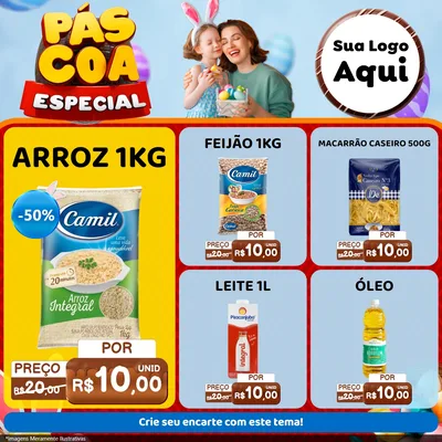 Modelo de Rede Social para Feed Facebook com o tema Páscoa Especial para Supermercado