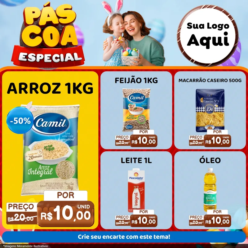 Modelo de Rede Social para Feed Facebook com o tema Páscoa Especial para Supermercado