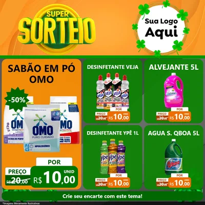 Modelo de Rede Social para Feed Facebook com o tema Super Sorteio para Produtos de Limpeza