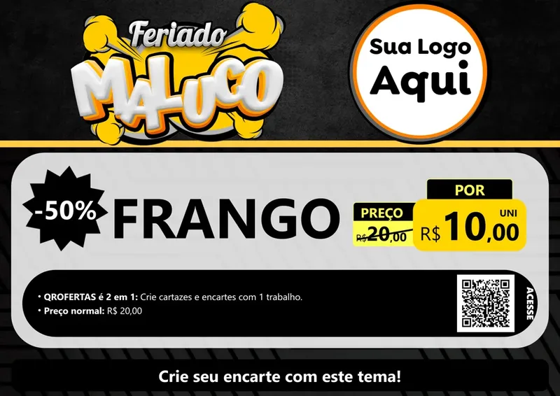 Modelo de Cartaz para Cartaz A4 Horizontal com o tema Feriado Maluco para Assados