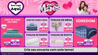 Modelo de TV para TV Horizontal com o tema Dia das Mães para Cama, Mesa e Banho