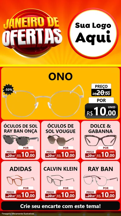 Modelo de Rede Social para Stories com o tema Janeiro de Ofertas para Óticas
