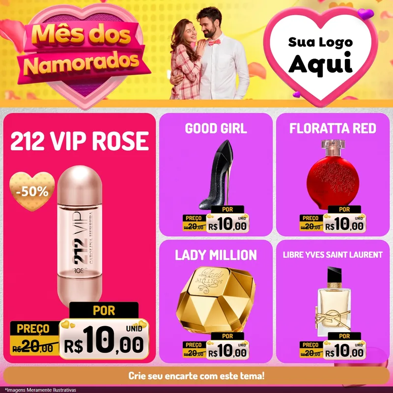 Modelo de Rede Social para Feed Facebook com o tema Mês dos Namorados para Perfumes