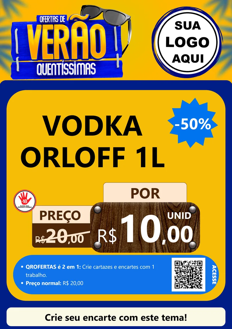 Modelo de Cartaz para Cartaz A4 Vertical com o tema Ofertas de Verão Quentíssimas para Distribuidora de bebidas