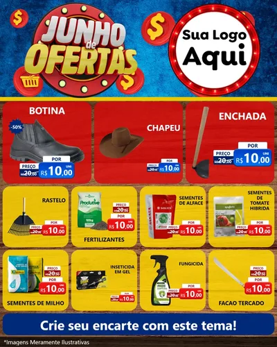Modelo de Rede Social para Feed Instagram com o tema Junho de Ofertas para Agropecuária