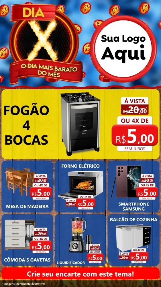 Modelo de Rede Social para Stories com o tema Dia X - O Dia Mais Barato Do Mês para Móveis e Eletro