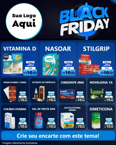 Modelo de Rede Social para Feed Instagram com o tema Black Friday para Farmácia