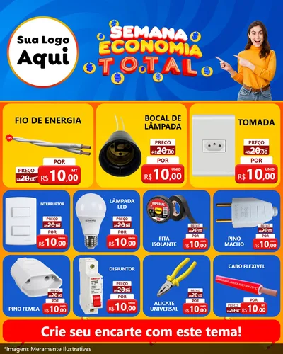 Modelo de Rede Social para Feed Instagram com o tema Semana Economia Total para Materiais Elétricos